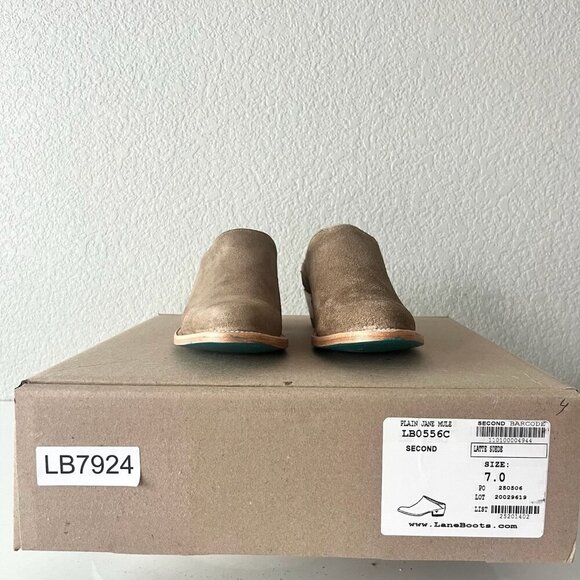 Lane Plain Jane Mule Womens 7 Latte Suede Cowboy Boots Western Slip On Short - Picture 11 of 12